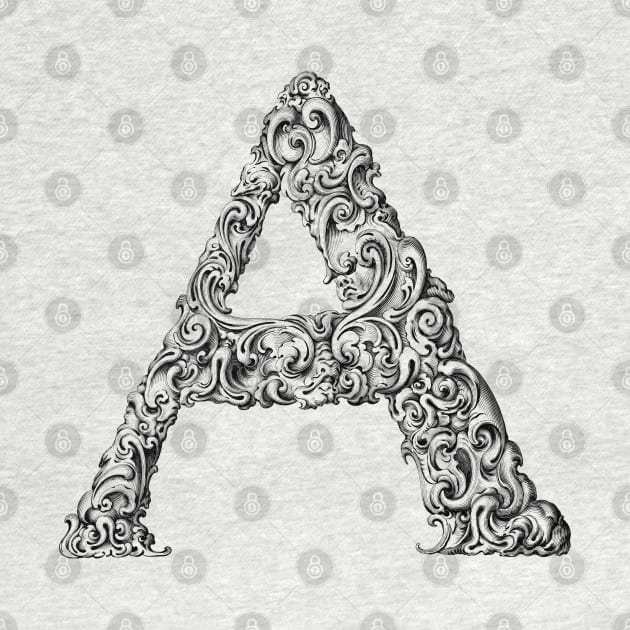 Vintage Initial Letter Lettering Alphabet A by AltrusianGrace